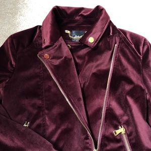Velvet Blazer — Wine with Gold detailing